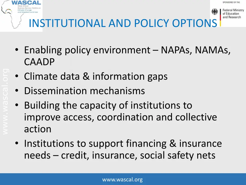 institutional and policy options