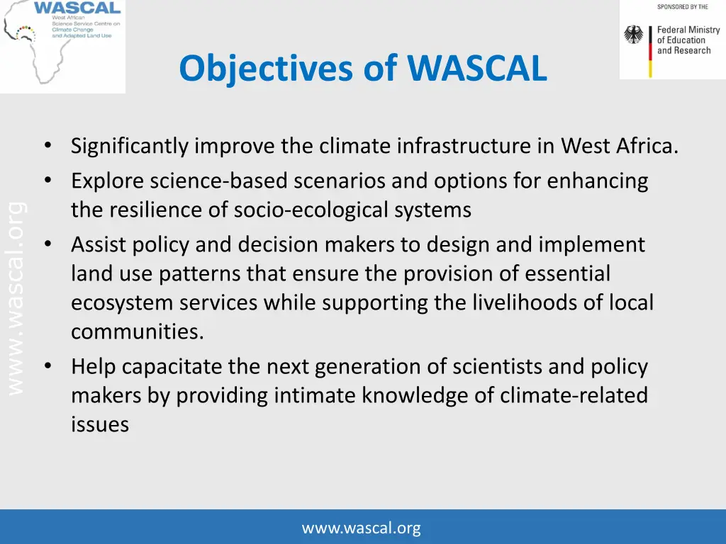 objectives of wascal