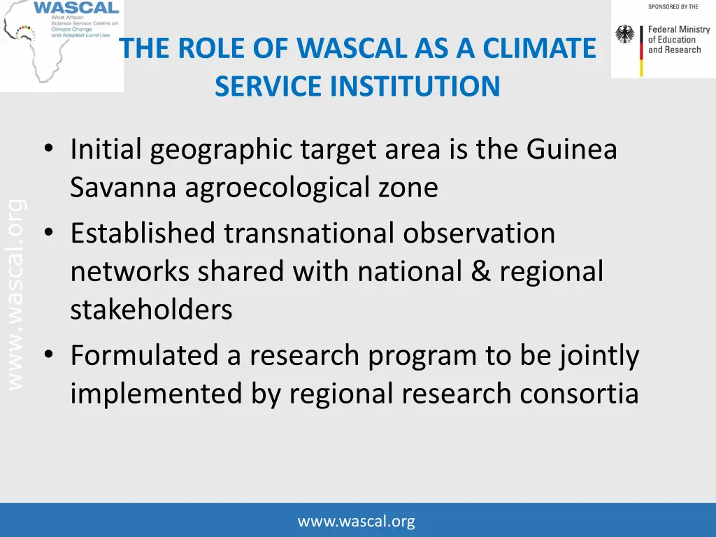 the role of wascal as a climate service 1