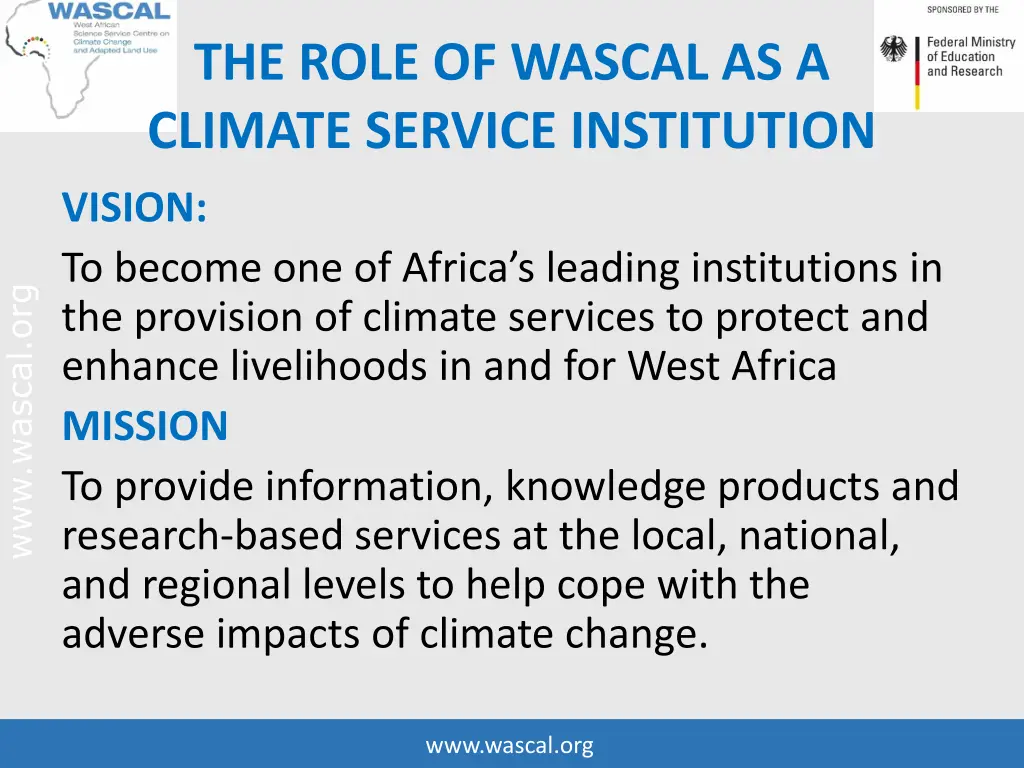 the role of wascal as a climate service