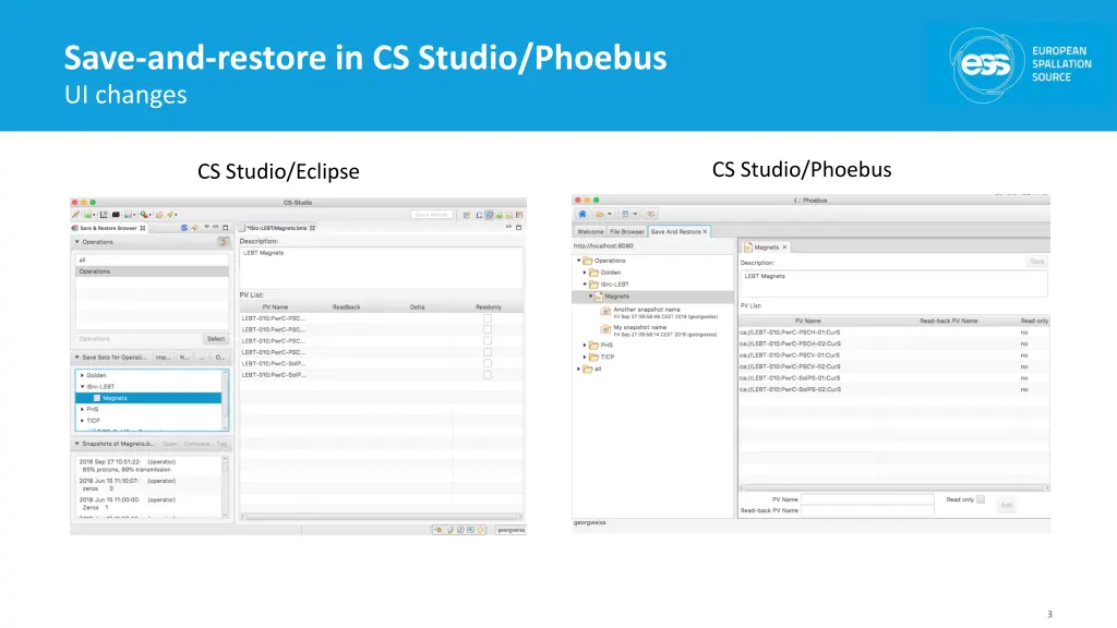 save and restore in cs studio phoebus ui changes