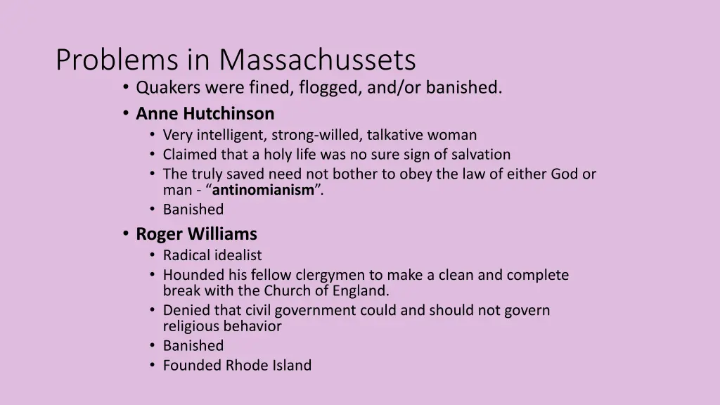 problems in massachussets quakers were fined