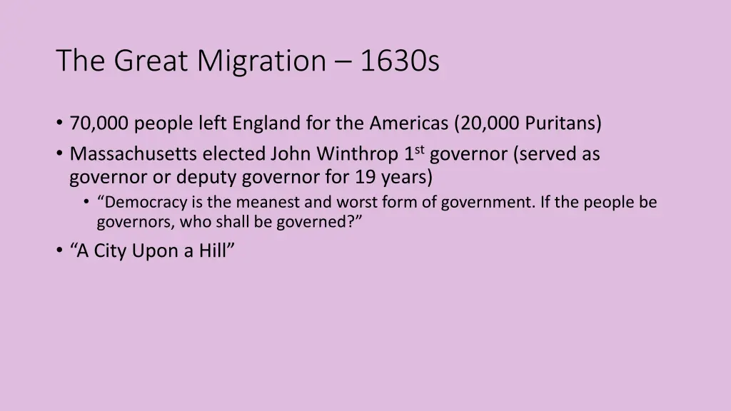 the great migration 1630s