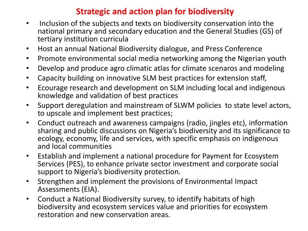 strategic and action plan for biodiversity