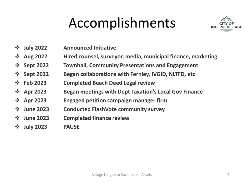 accomplishments