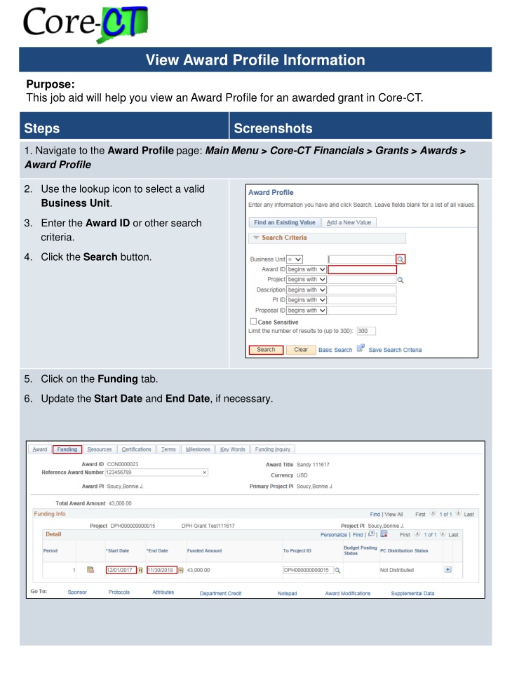 view award profile information