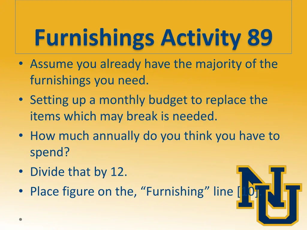 furnishings activity 89 assume you already have