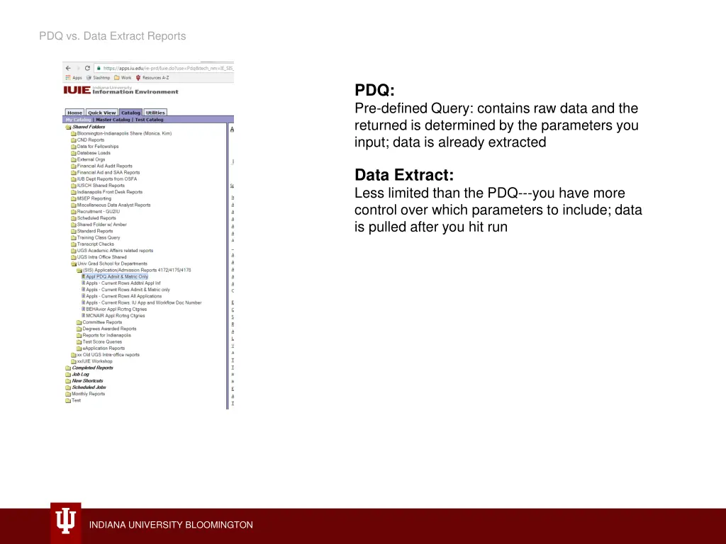 pdq vs data extract reports