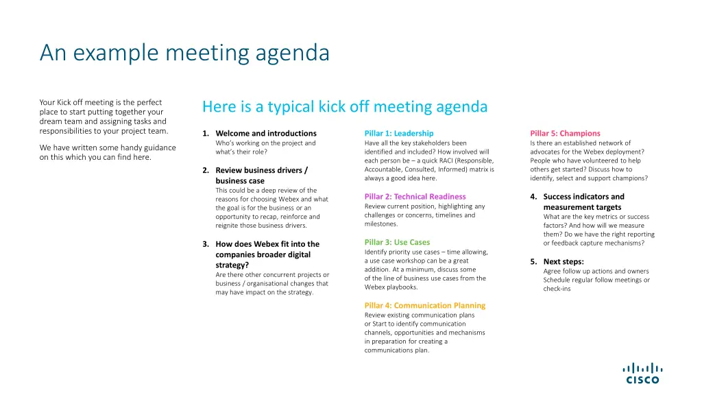 an example meeting agenda