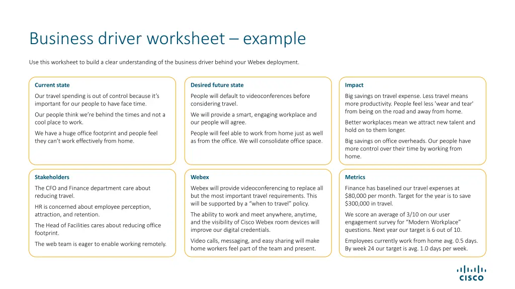 business driver worksheet example