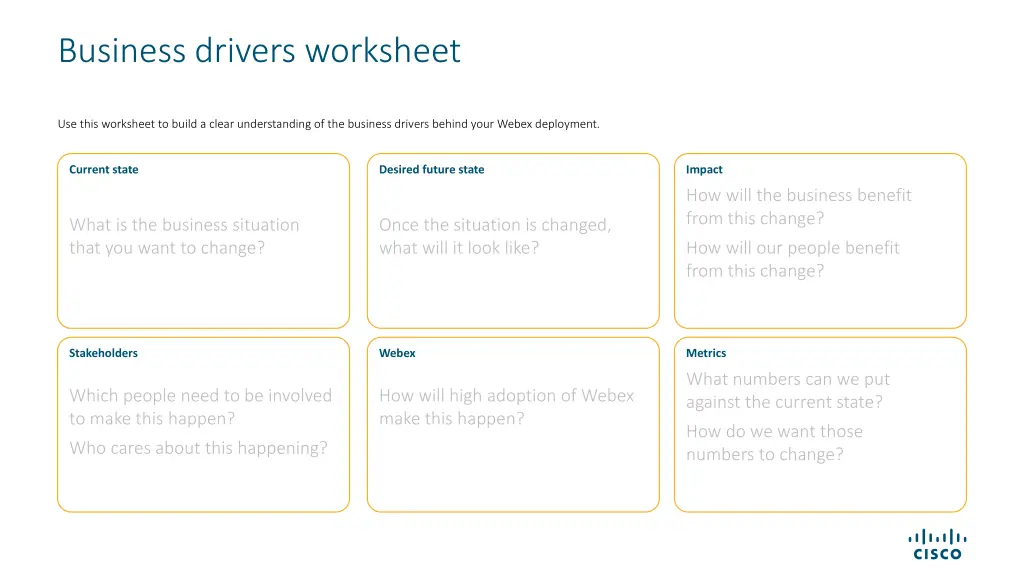 business drivers worksheet