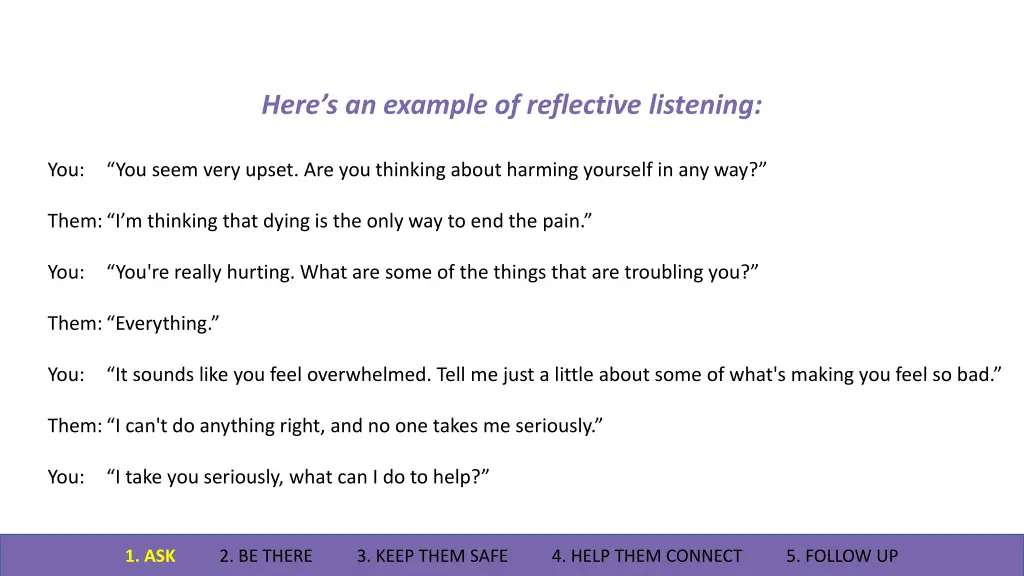 here s an example of reflective listening