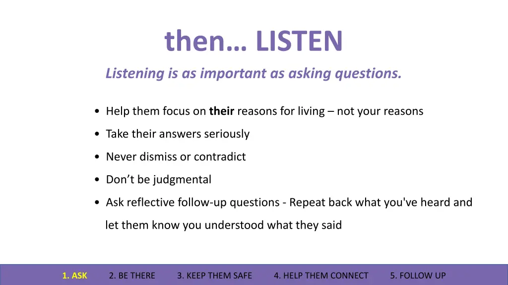 then listen listening is as important as asking