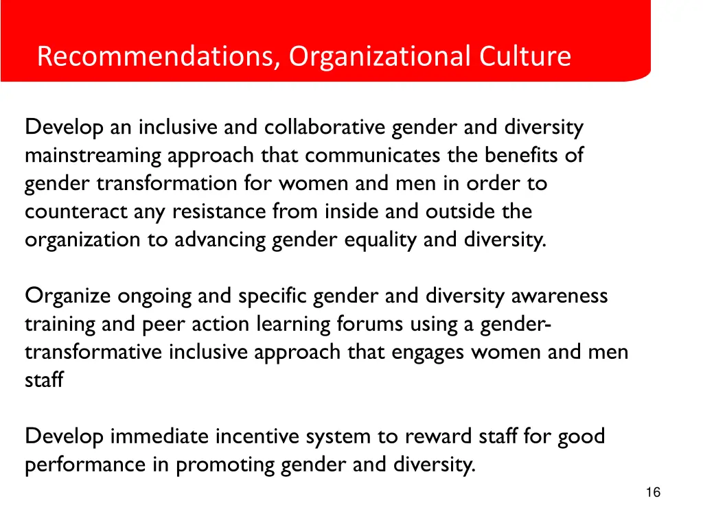 recommendations organizational culture