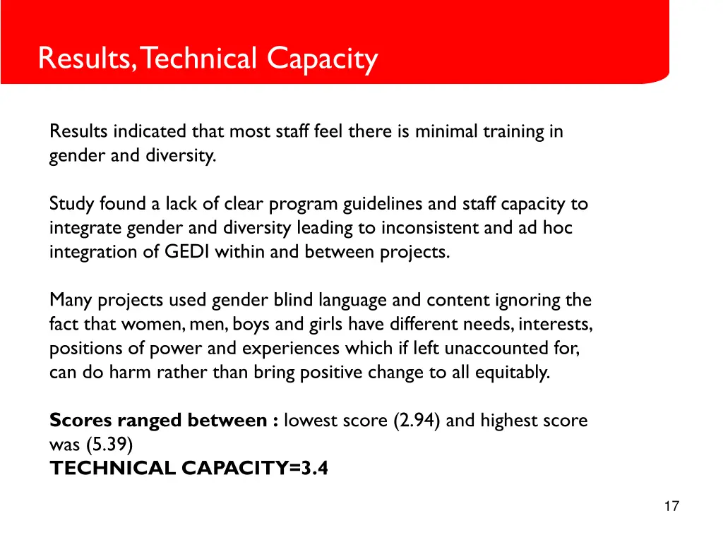 results technical capacity