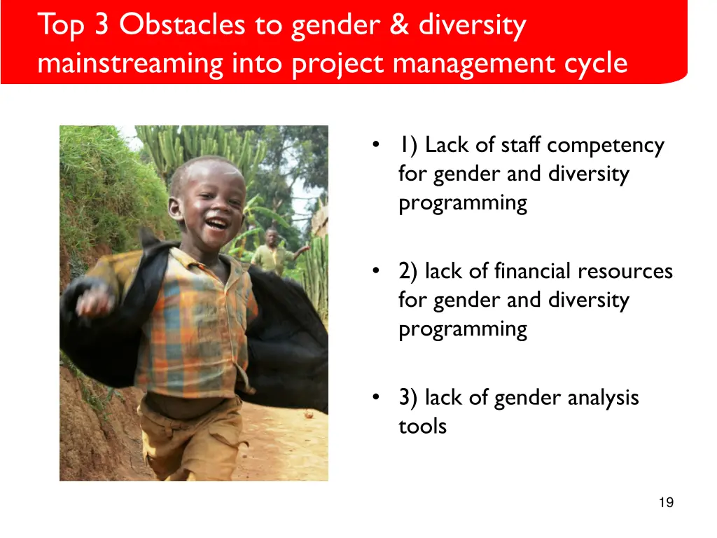 top 3 obstacles to gender diversity mainstreaming