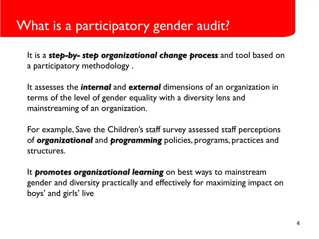 what is a participatory gender audit