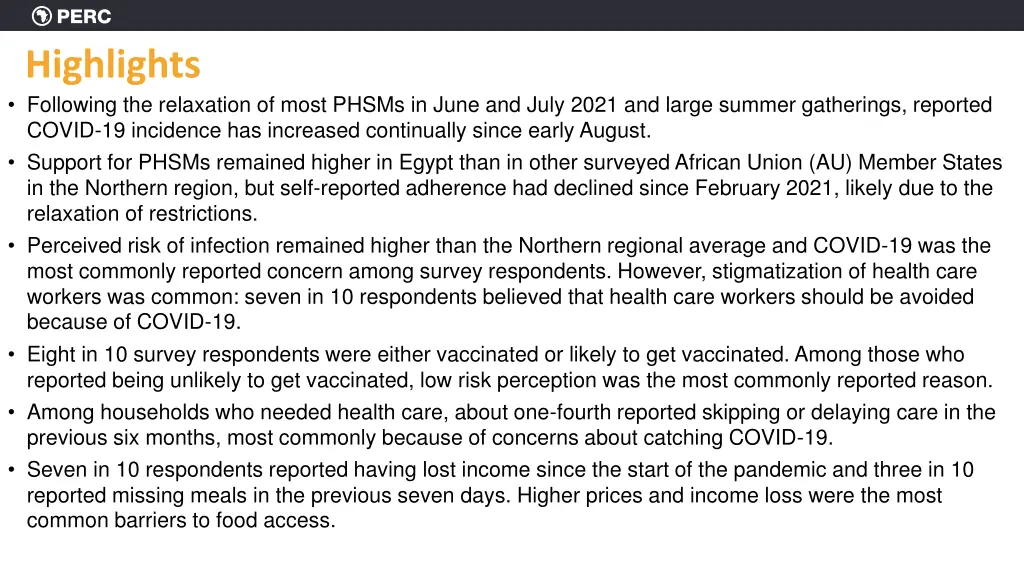 highlights following the relaxation of most phsms