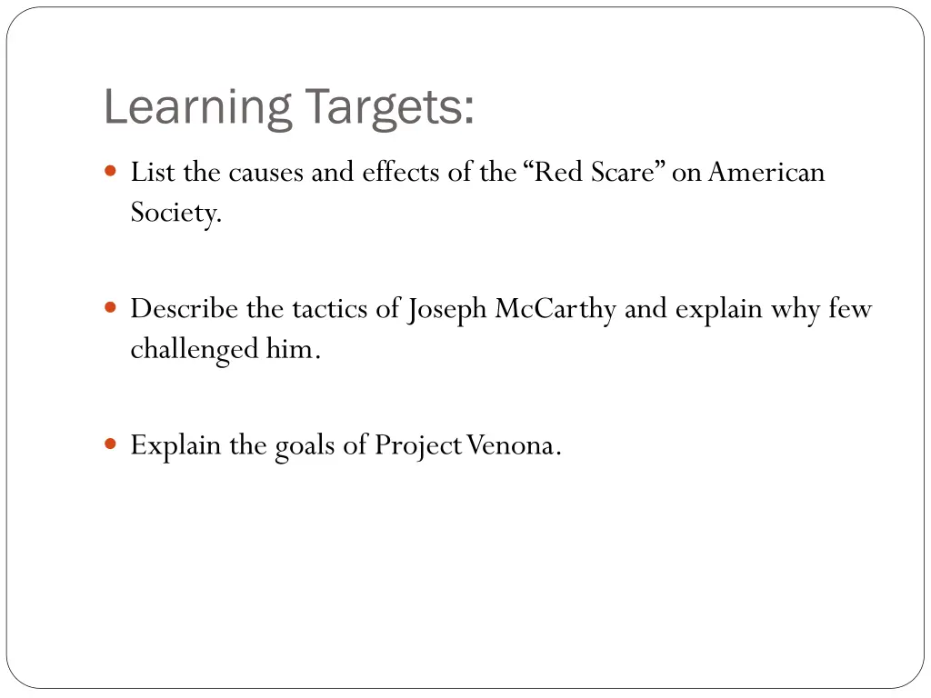 learning targets