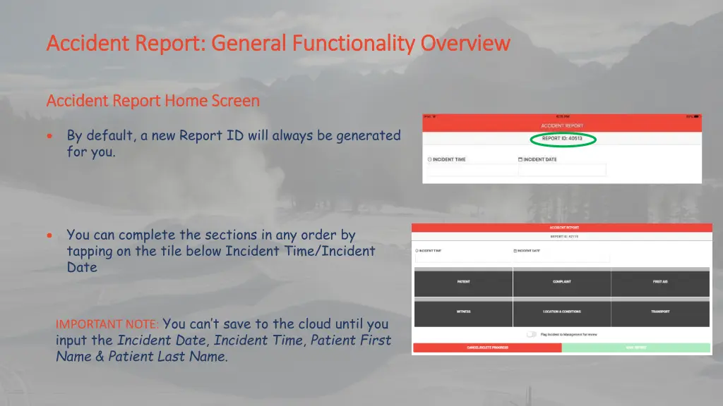 accident report general functionality overview