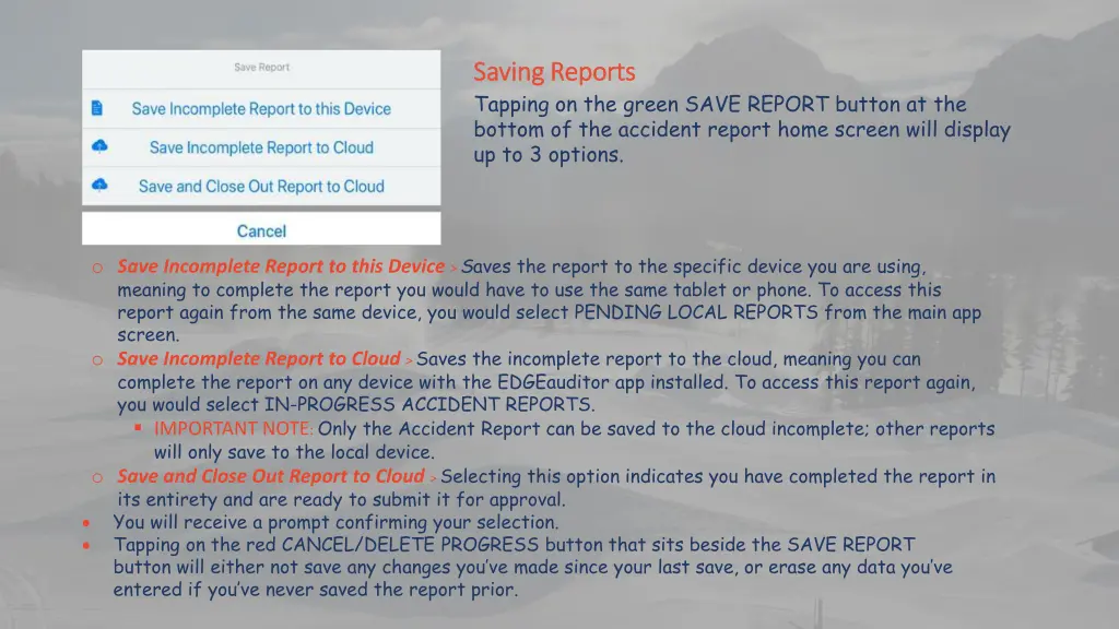 saving reports saving reports