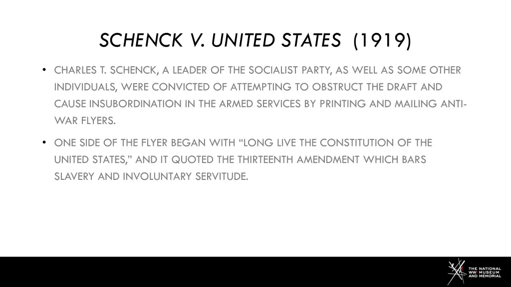 schenck v united states 1919