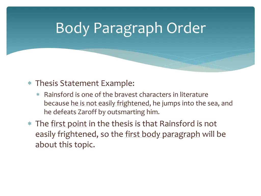 body paragraph order 1