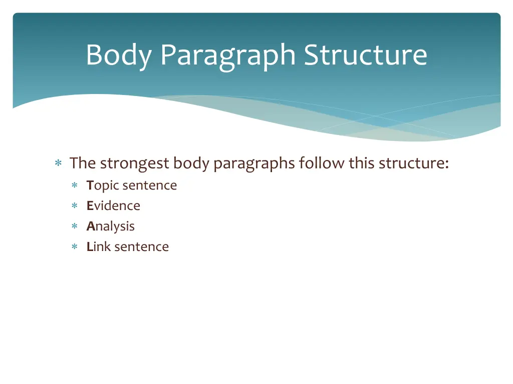 body paragraph structure