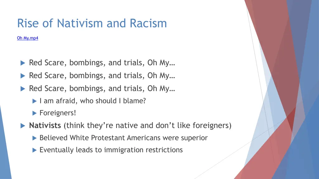 rise of nativism and racism