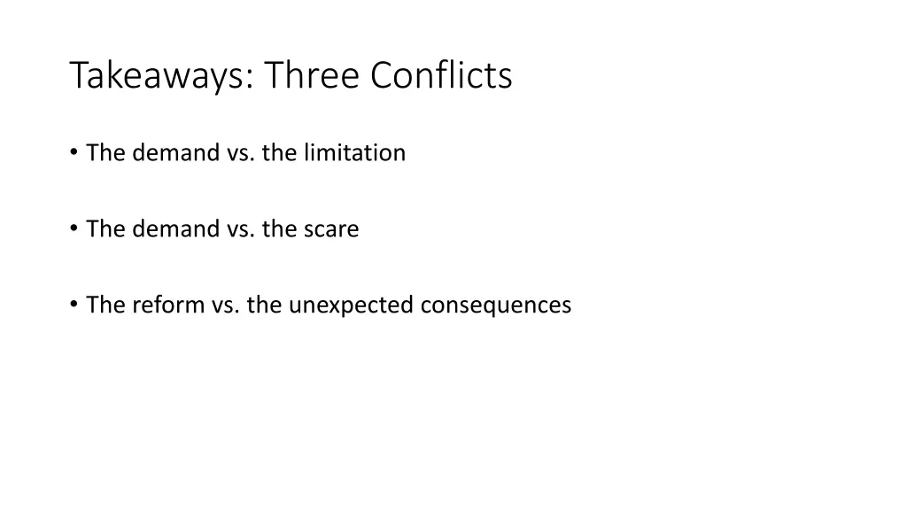 takeaways three conflicts