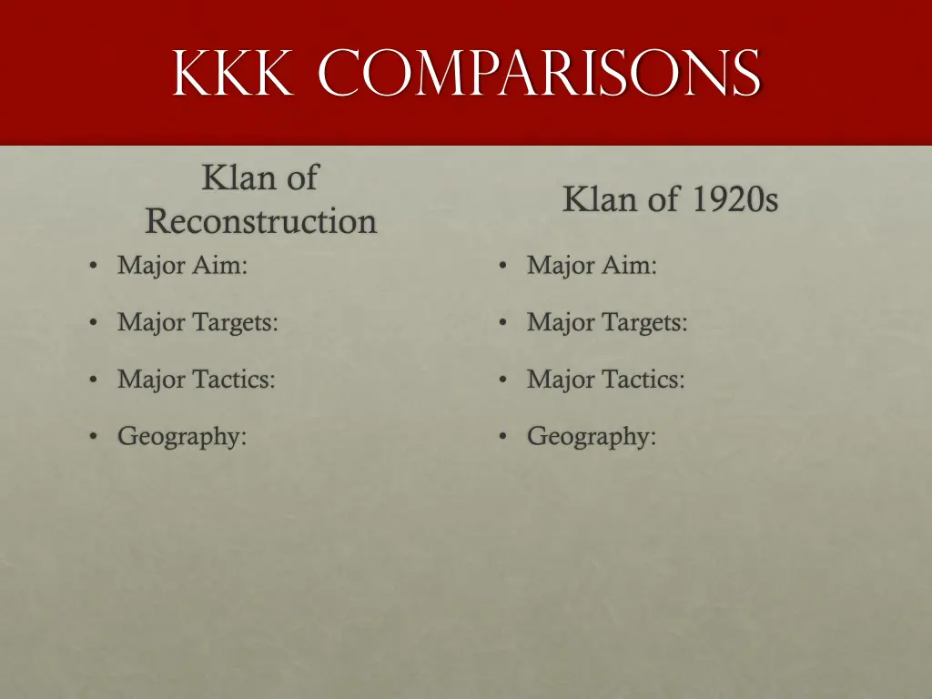 kkk comparisons