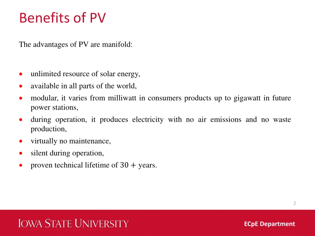 benefits of pv