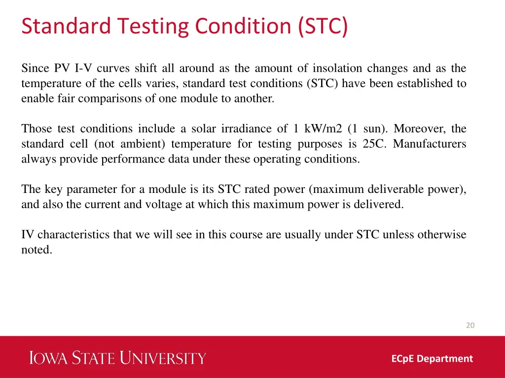 standard testing condition stc