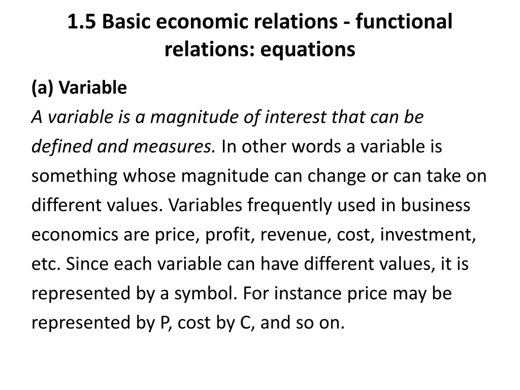 1 5 basic economic relations functional relations