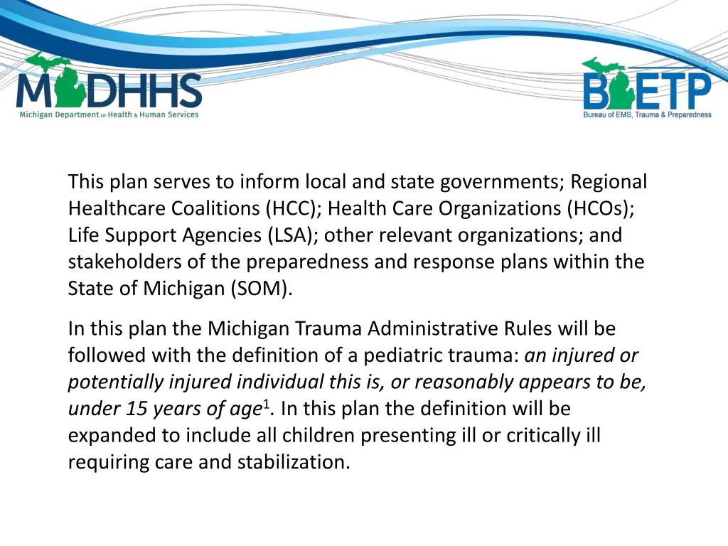 this plan serves to inform local and state