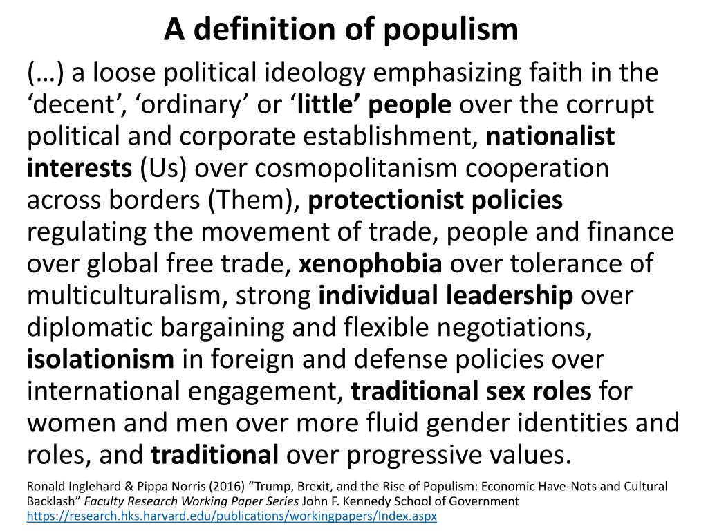 a definition of populism a loose political