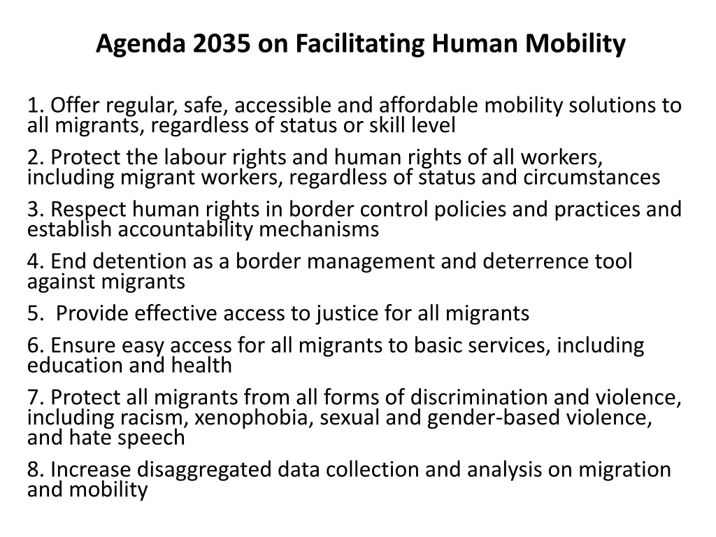 agenda 2035 on facilitating human mobility