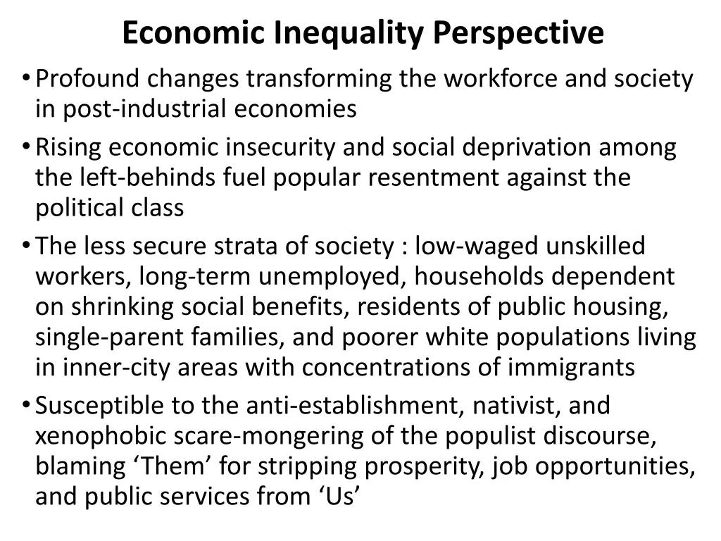 economic inequality perspective profound changes