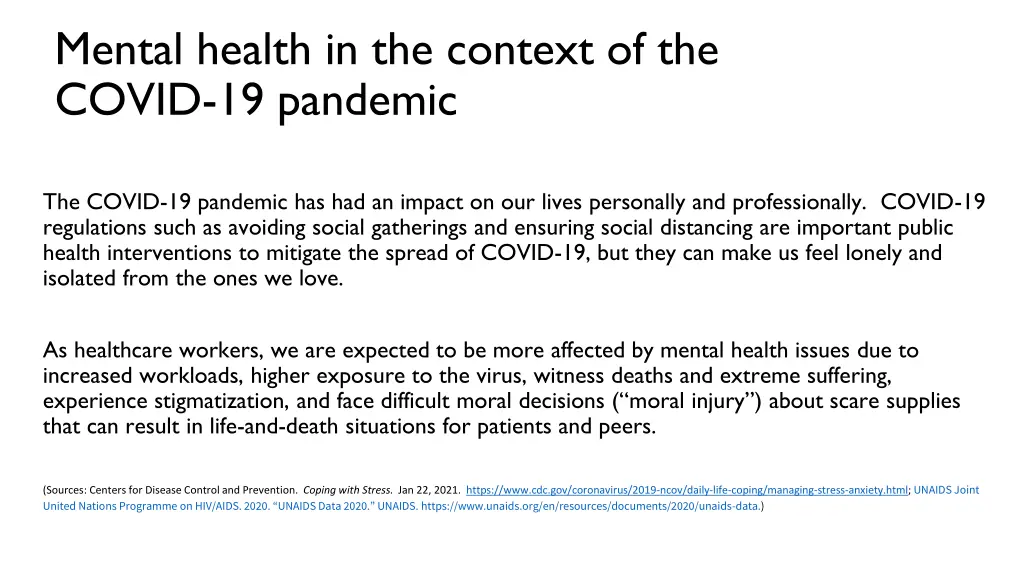 mental health in the context of the covid