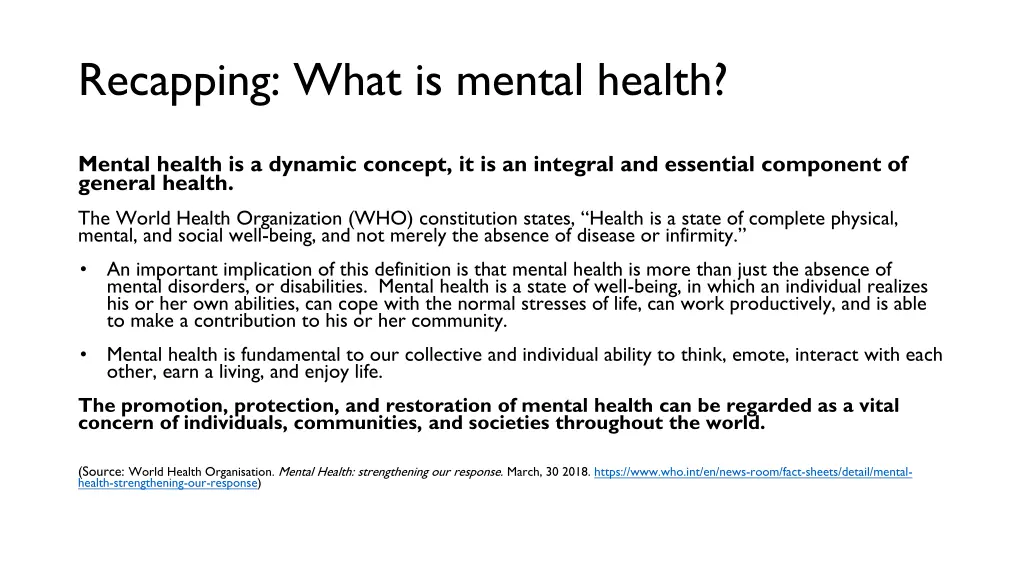 recapping what is mental health