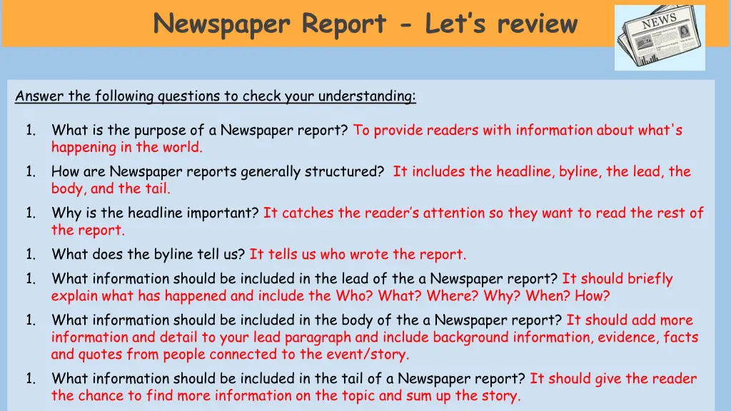 newspaper report let s review 1