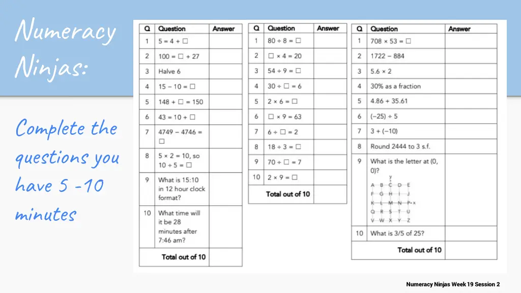 numeracy ninjas