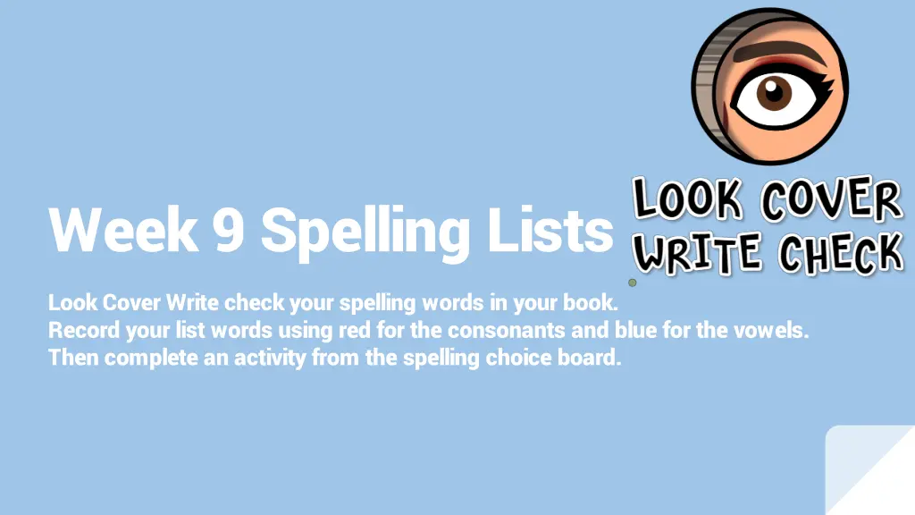 week 9 spelling lists