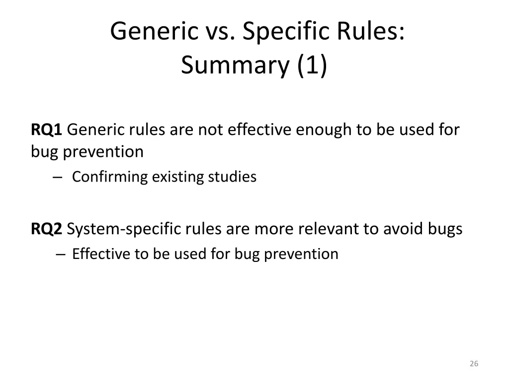 generic vs specific rules summary 1