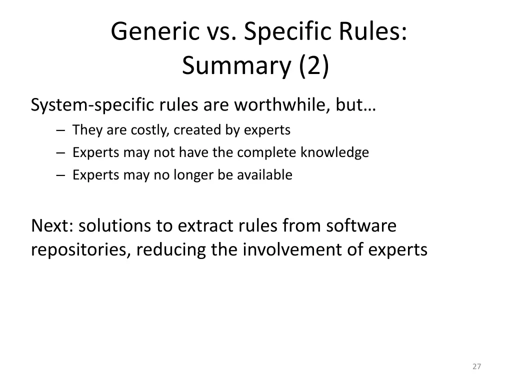 generic vs specific rules summary 2