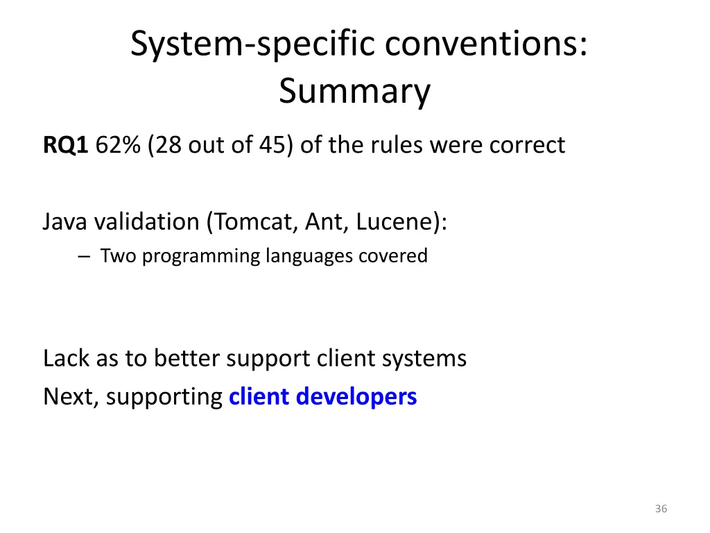 system specific conventions summary