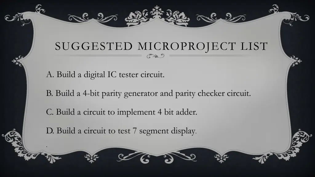 suggested microproject list