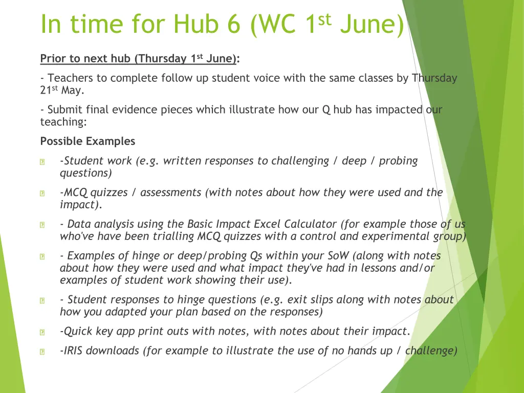 in time for hub 6 wc 1 st june