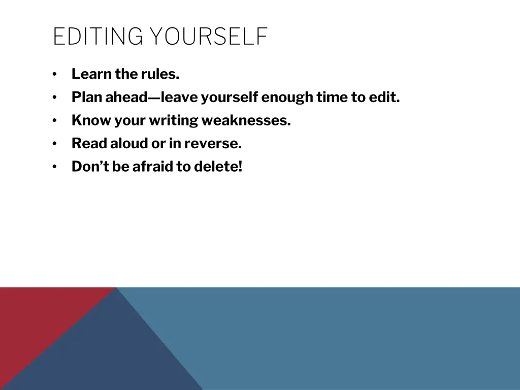 editing yourself