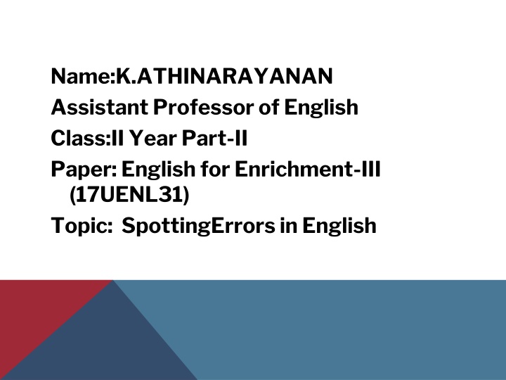 name k athinarayanan assistant professor